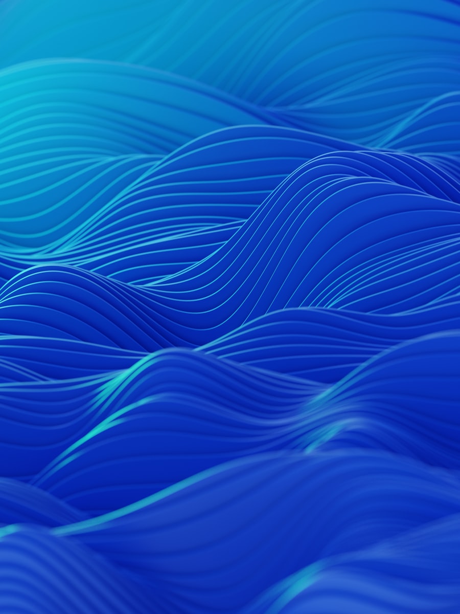 Blue 3D waves AI artwork
